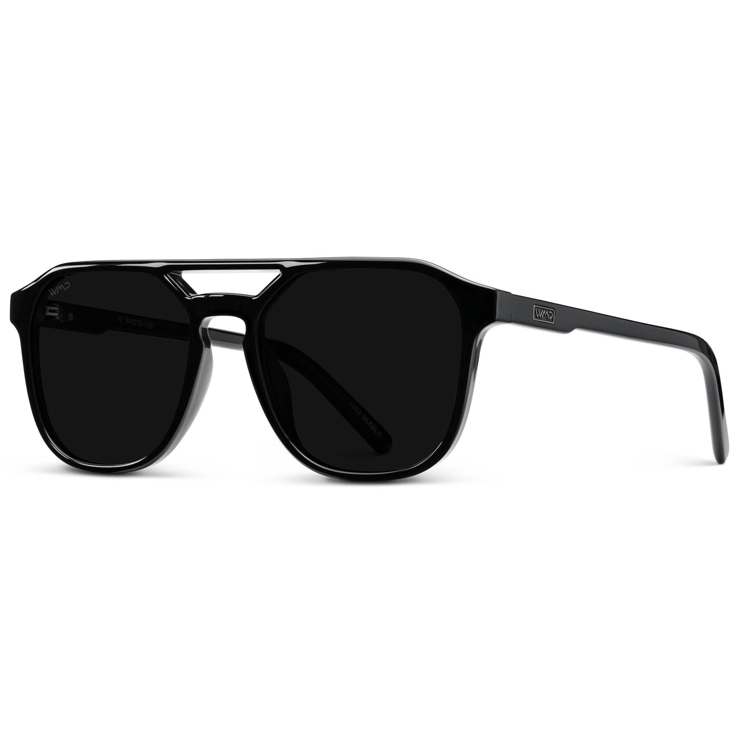 Hunter - Polarized Rectangular Sunglasses: Black / Triple Black Lens