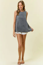 Black Sleeveless Denim Top