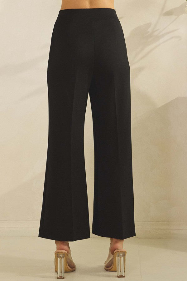 Modal Wide-Leg Crop Pants - Black