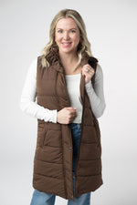 Harlow Long Vest - Brown