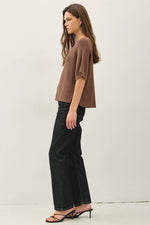 HORIZONTAL RIBBED DOLMAN SWEATER TOP