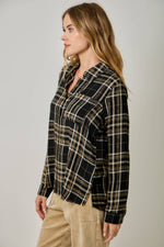 Washed Plaid Button Down Shirt: Washed Black