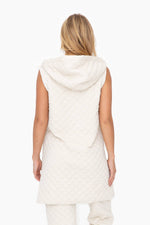 Long Quilted Cotton Blend Vest: IVORY