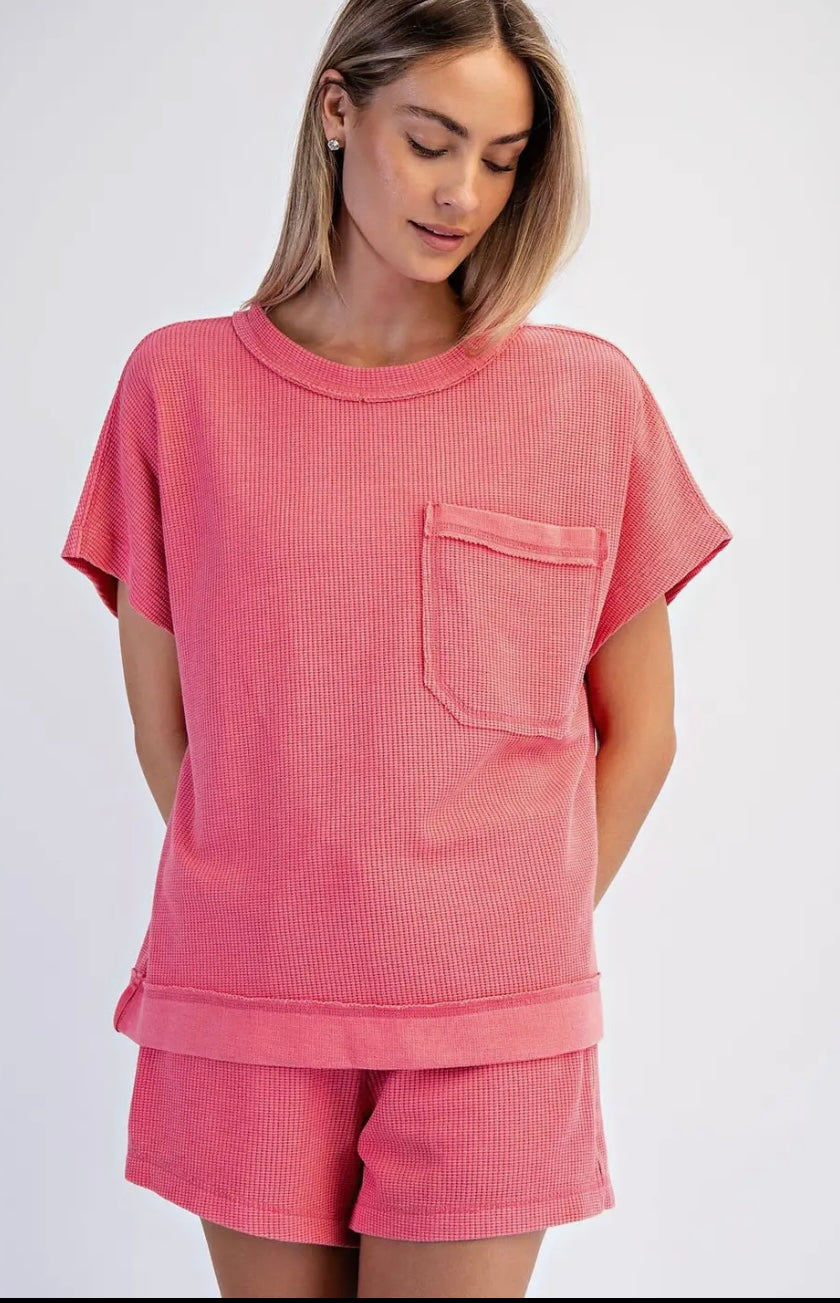 Honey Comb Short Sleeve: Strawberry