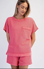 Honey Comb Short Sleeve: Strawberry