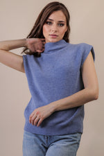 Soft Knit Sweater Vest Top - Slate Blue