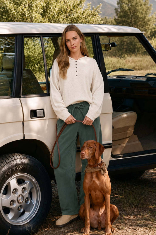 RAW ROLLED EDGE HENLEY RELAXED PULLOVER SWEATER : OATMEAL