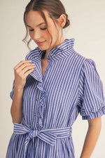 Striped Midi Dress - Blue