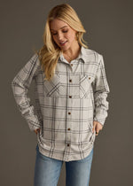 Light Gray & Black Plaid Button Up