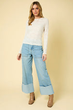 Ivory Long Sleeve Texture Knit Top