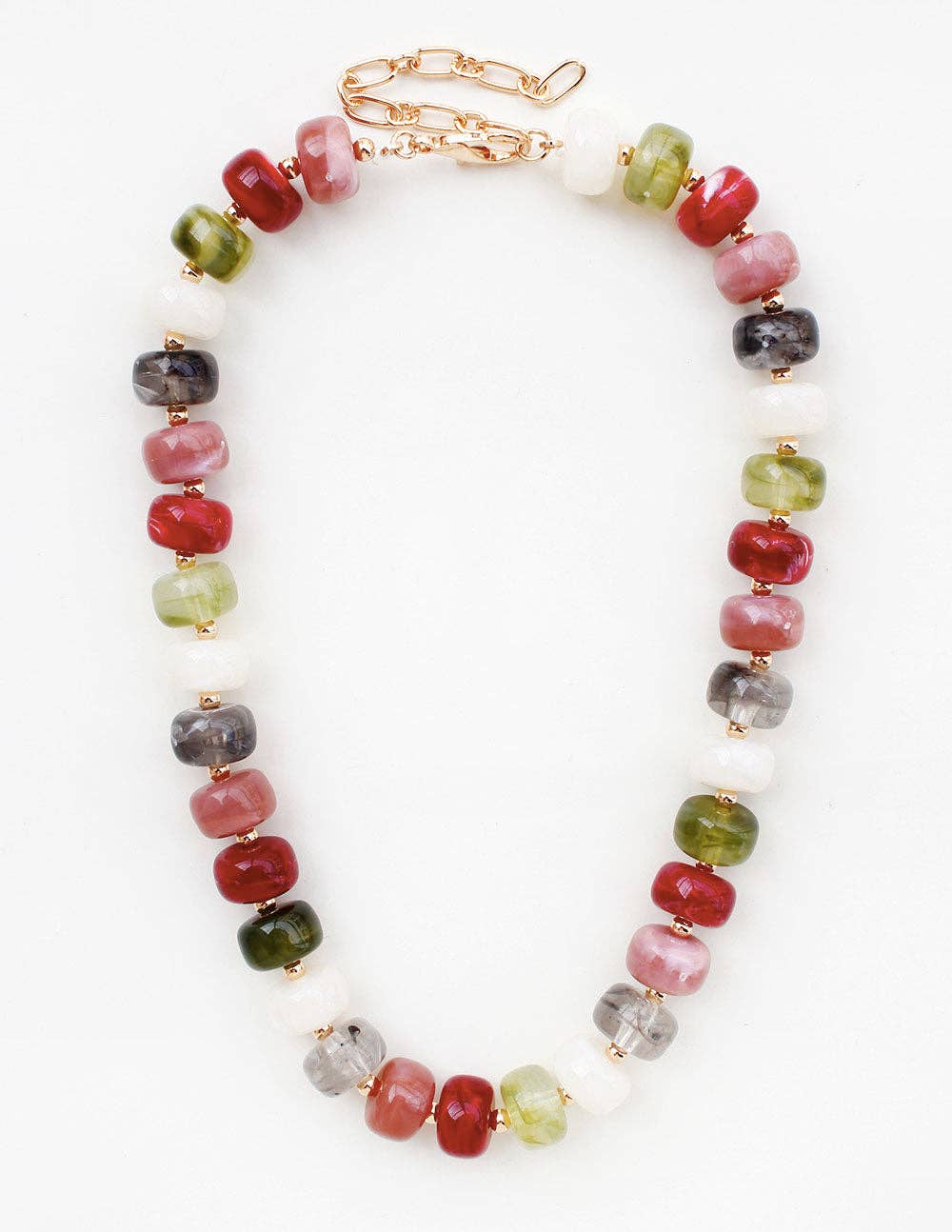 Dark Multi Large Beaded 16"-18" Necklace