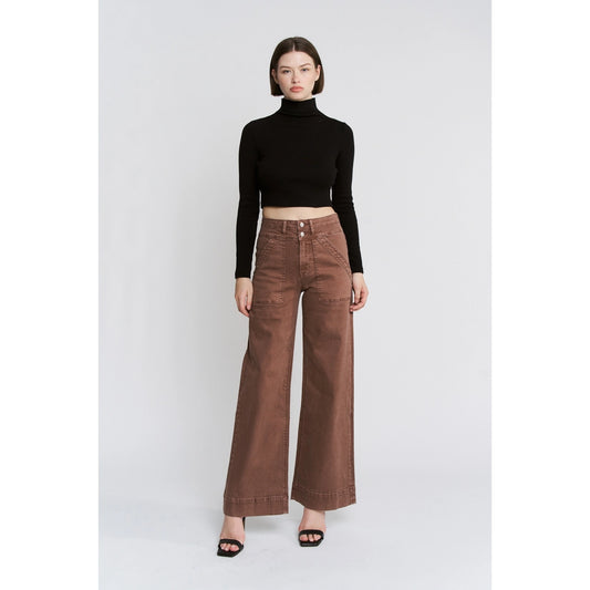 Cocoa Super High Double Waistband Wide Leg Mica Jeans