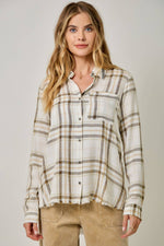 Washed Plaid Button Down Shirt: Vintage White