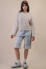 Oversized Textured Knit Sweater - Ecru