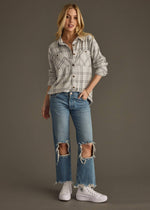 Light Gray & Black Plaid Button Up