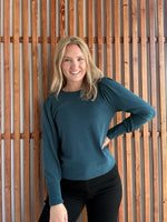 Pleated Ballon Sleeve Sweater - Teal
