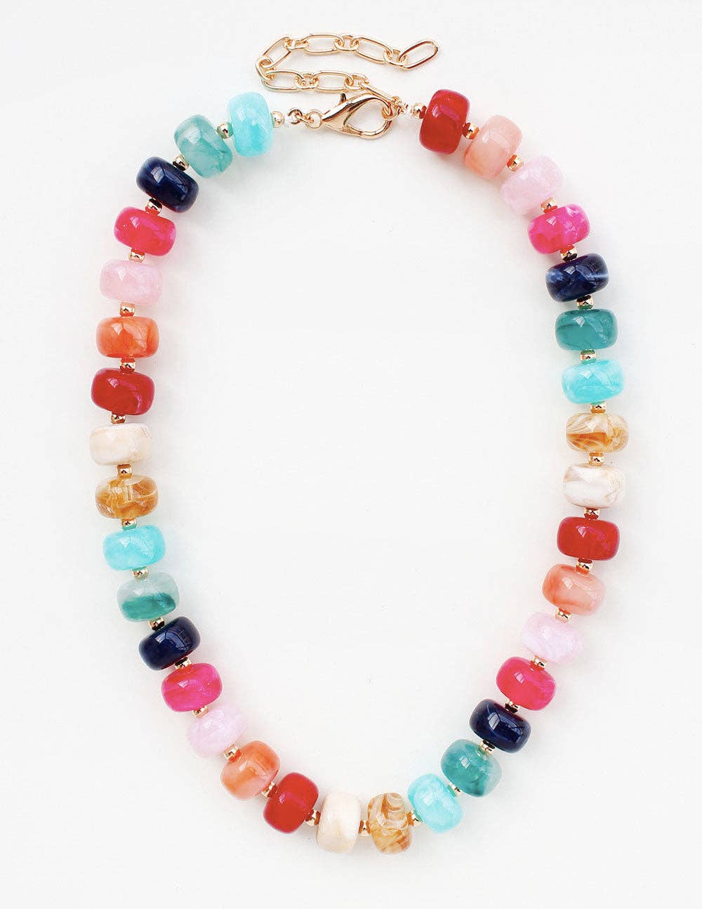 Bright Multi Oval Acrylic Bead: 16"-18" Necklace
