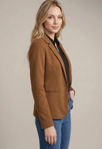 Knit Blazer with Sleeve Detail: Caramel