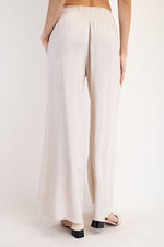 Drawstring Tassel Straight Leg Pants - Oatmeal