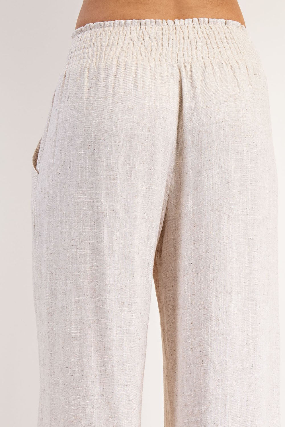 Drawstring Tassel Straight Leg Pants - Oatmeal