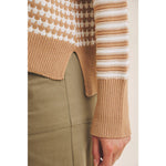 Relaxed Fit Textured Mix Stripe Sweater - Camel