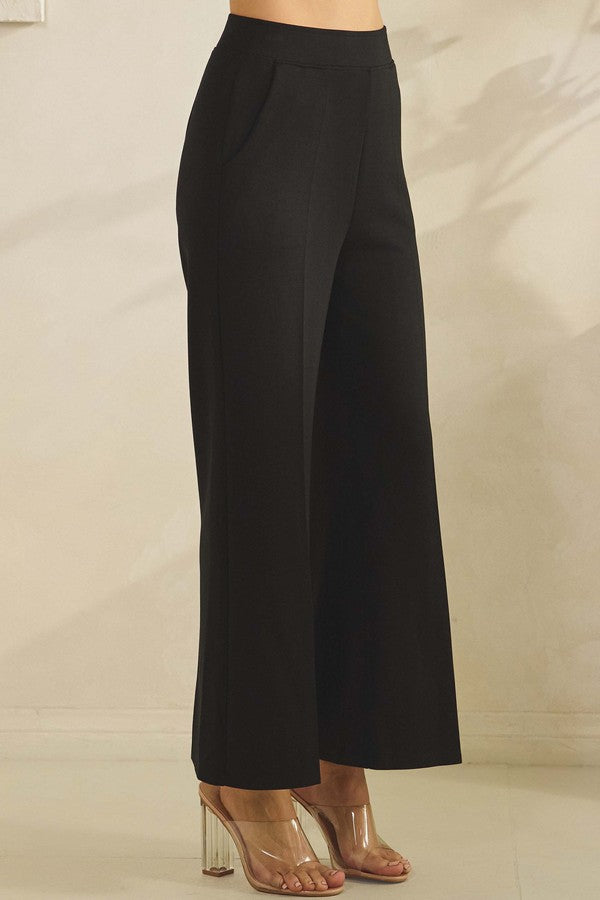 Modal Wide-Leg Crop Pants - Black