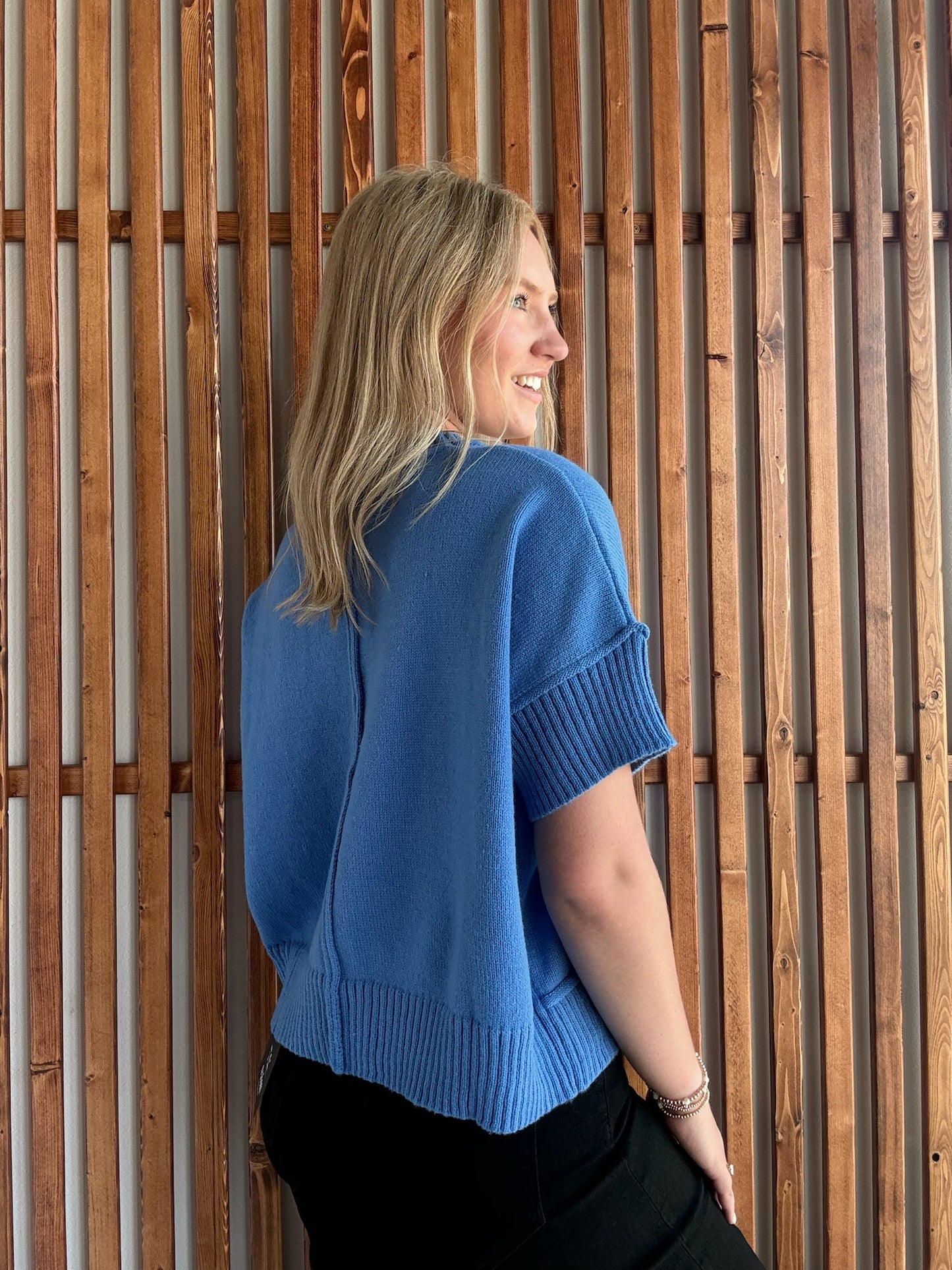 Sky Blue Drop Shoulder Sweater