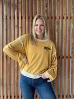 IA Flag LoopTerry Crewneck Mustard