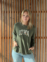 Floral Iowa Sweatshirt With Pocket: Olive