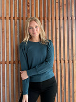 Pleated Ballon Sleeve Sweater - Teal