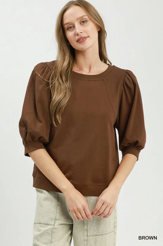Casual Comfort Top: Brown