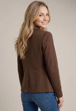 Knit Blazer with Sleeve Detail:Brown
