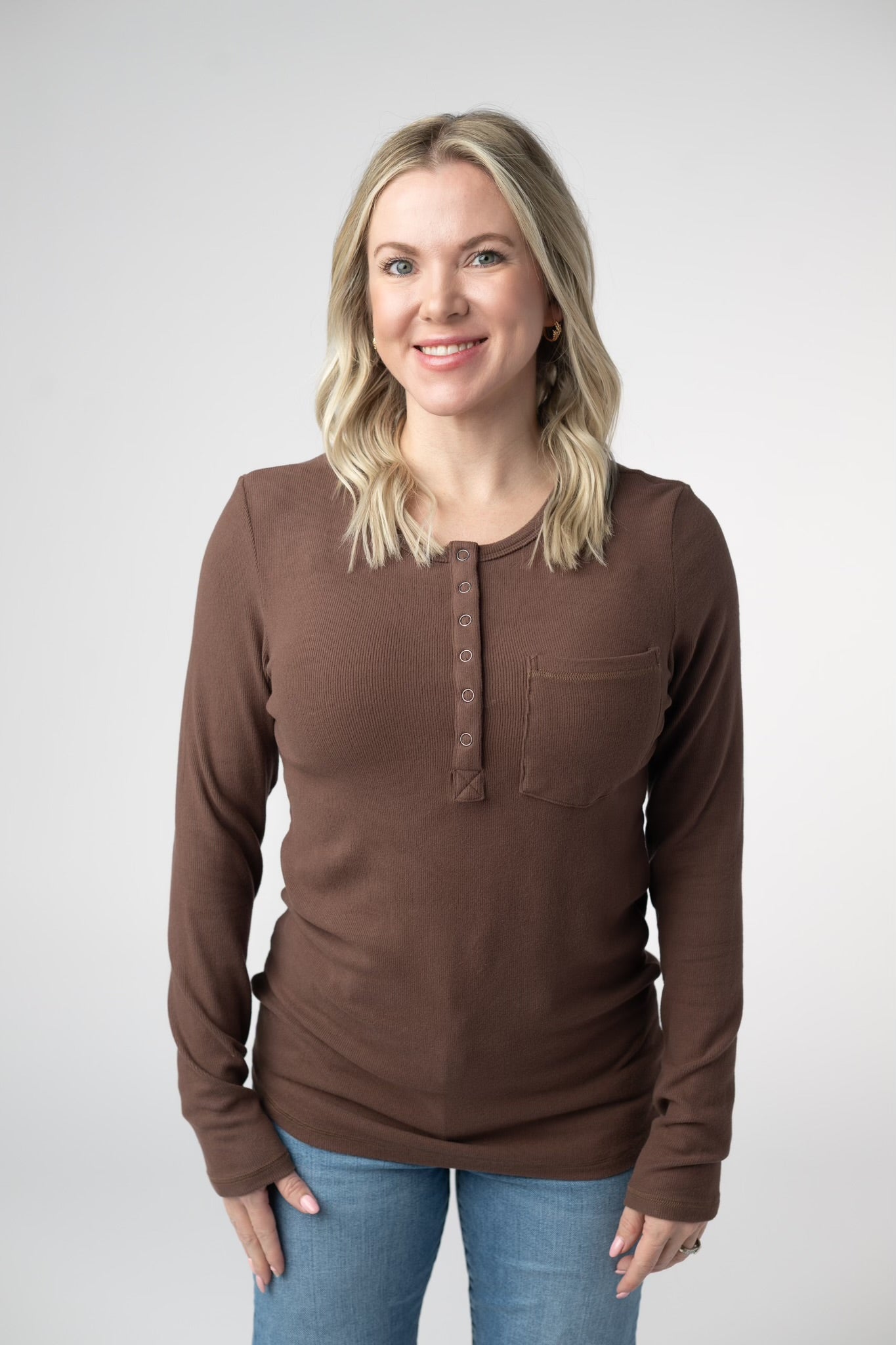 Georgia Long Sleeve w/ Snaps: Brown
