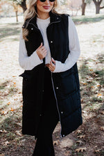 Black Long Quilted Puffer Vest