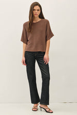 HORIZONTAL RIBBED DOLMAN SWEATER TOP