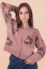 Mauve Floral Soft Knit Cardigan