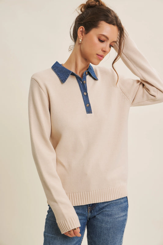 Classic Yet Endlessly Wearable Henley Sweater - Ecru