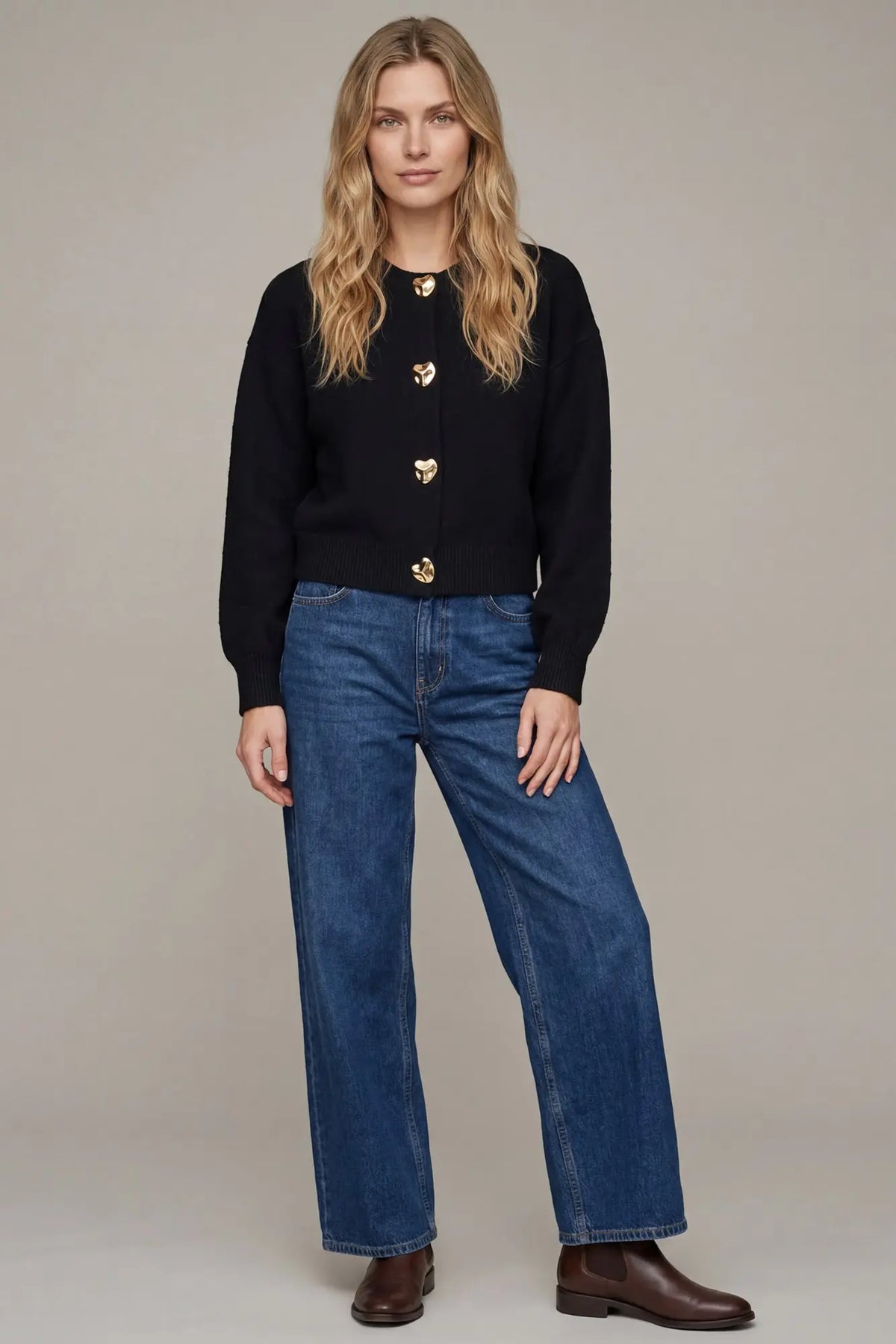Classy Button Sweater: Black