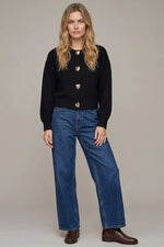 Classy Button Sweater: Black