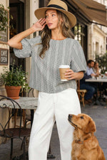 Bow Accent Feminine Plaid Blouse - Black