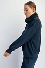 Modal Scuba Luxe V-turtleneck - Teal Navy