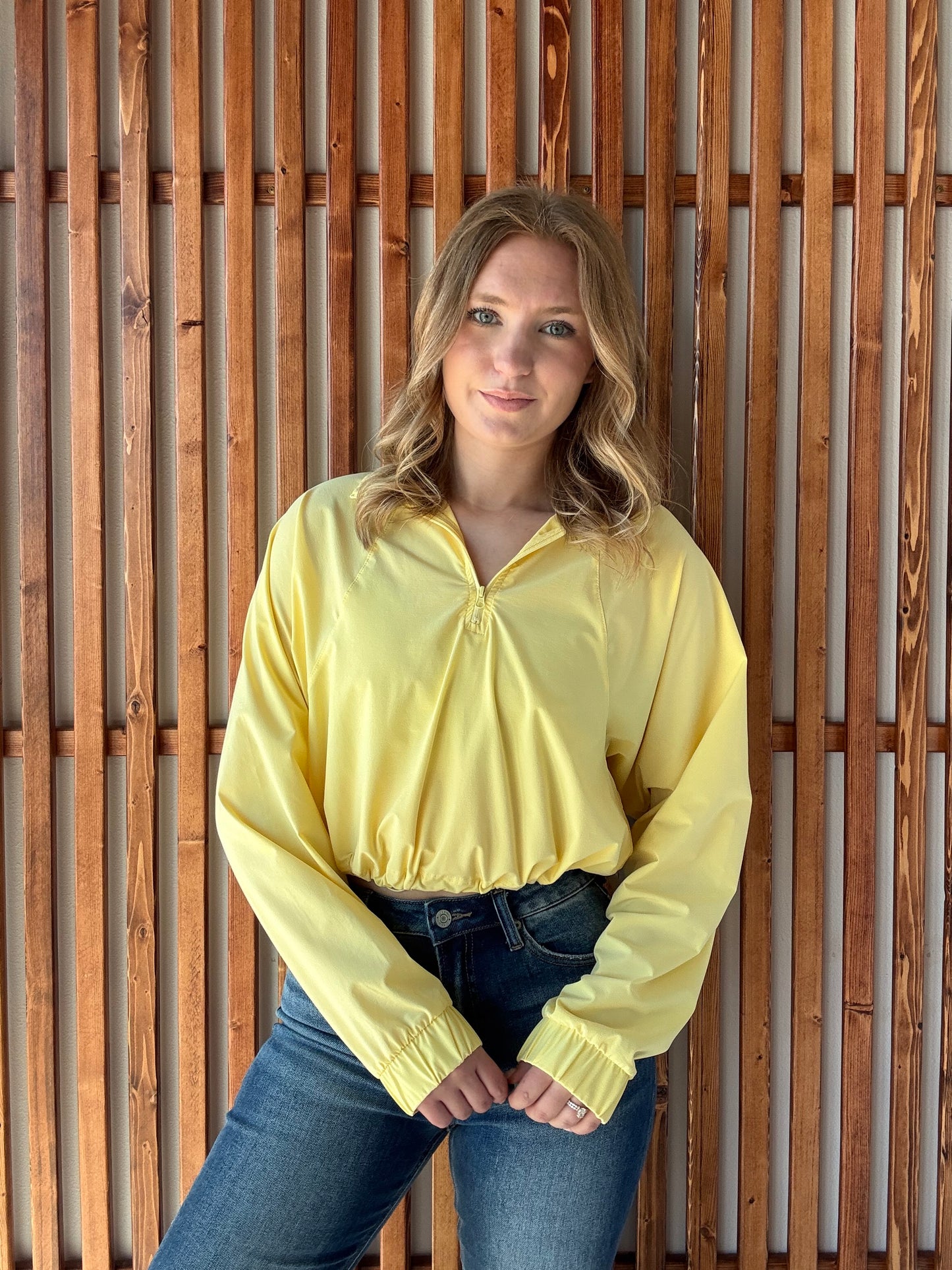 Drawstring Waist Quarter Zip - Butter