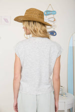 Raw Edge Sleeveless Cardigan - Heather Grey