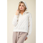 Quilted Quarter Zip Hoodie - Bone
