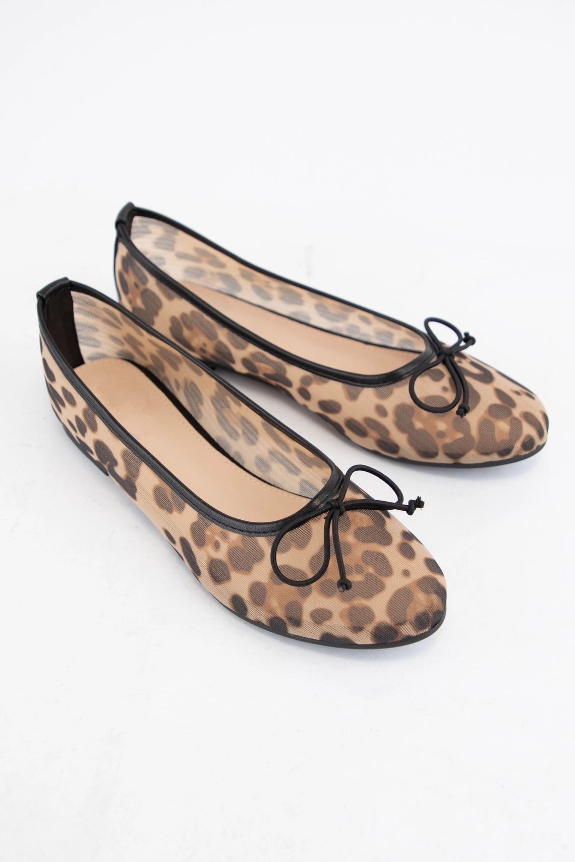 Mesh Leopard Printed Flat Shoes