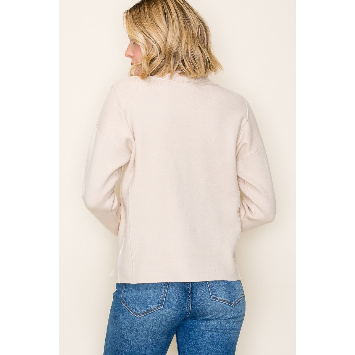 Mock Neck Solid Heavy Sweater - Oatmeal
