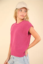 Oversized Soft Knit Sweater Vest Top - PINK