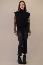 Soft Knit Sweater Vest Top - Black