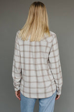 Light Tan & Brown Plaid Button Up