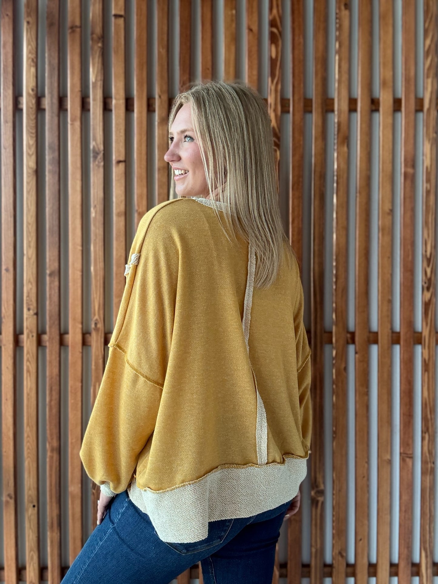 IA Flag LoopTerry Crewneck Mustard